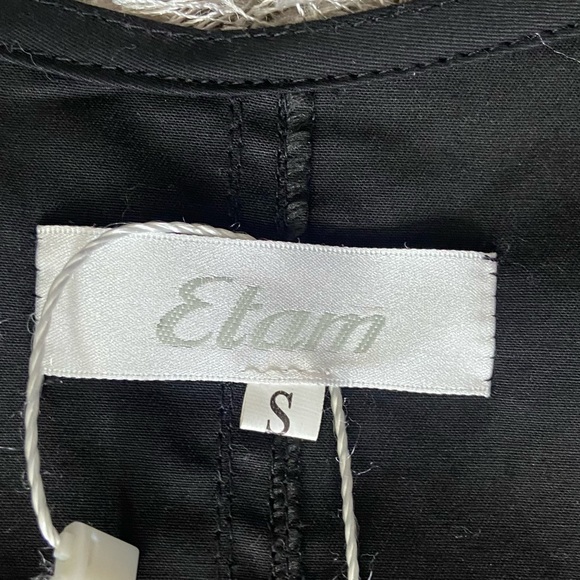 Etam women black cotton button down sleeveless overall tunic mini. Size S. NWT. - Picture 10 of 15